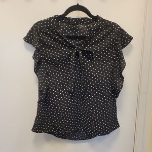 Vici Ruffled Polka Dot Tie-Front Blouse